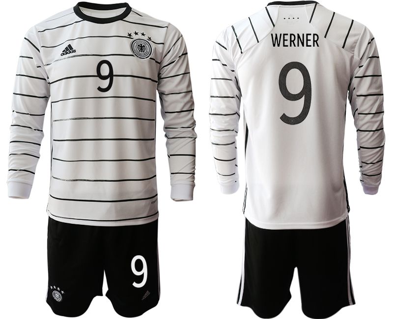 Men 2021 World Cup National Germany home long sleeve #9 white Soccer Jerseys->->Soccer Country Jersey